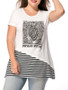 Casual Round Neck Printed Striped Short Sleeve T-Shirt