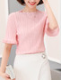 Casual Crew Neck Beading Plain Bell Short Sleeve T-Shirt