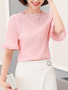 Casual Crew Neck Beading Plain Bell Short Sleeve T-Shirt