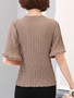 Casual Crew Neck Beading Plain Bell Short Sleeve T-Shirt