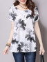 Casual Round Neck Simple Printed Short Sleeve T-Shirt
