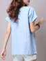 Casual Round Neck Lovely Printed High-Low Short Sleeve T-Shirt