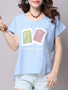 Casual Round Neck Lovely Printed High-Low Short Sleeve T-Shirt