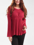 Casual Round Neck Ruched Plain Long Sleeve T-Shirt