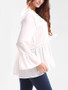 Casual Round Neck Beading Plain Bell Long Sleeve T-Shirt