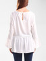 Casual Round Neck Beading Plain Bell Long Sleeve T-Shirt