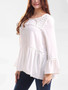 Casual Round Neck Beading Plain Bell Long Sleeve T-Shirt