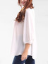 Casual Split Neck Decorative Lace Hollow Out Plain Long Sleeve T-Shirt