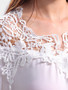 Casual Split Neck Decorative Lace Hollow Out Plain Long Sleeve T-Shirt