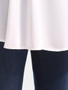 Casual Split Neck Decorative Lace Hollow Out Plain Long Sleeve T-Shirt
