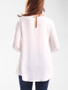 Casual Split Neck Decorative Lace Hollow Out Plain Long Sleeve T-Shirt