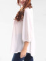 Casual Split Neck Decorative Lace Hollow Out Plain Long Sleeve T-Shirt