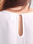 Casual Split Neck Decorative Lace Hollow Out Plain Long Sleeve T-Shirt