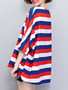 Casual Oversized Round Neck Striped Batwing Short Sleeve T-Shirt