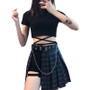 Punk Belt Chain Plaid Skirt