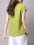 Casual Round Neck Patch Pocket Plain Short Sleeve T-Shirt