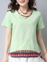 Casual Designed Round Neck Printed Short Sleeve T-Shirt