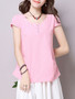 Casual Solid Round Neck Short Sleeve T-Shirt