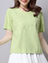 Casual Round Neck Embroidery Short Sleeve T-Shirt