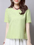 Casual Round Neck Embroidery Short Sleeve T-Shirt