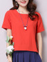 Casual Round Neck Simple Plain Short Sleeve T-Shirt