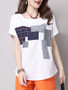 Casual Decorative Patch Round Neck Short Sleeve T-Shirt