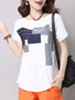 Casual Decorative Patch Round Neck Short Sleeve T-Shirt