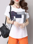 Casual Decorative Patch Round Neck Short Sleeve T-Shirt