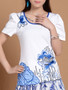 Casual Round Neck Glitter Embroidery Short Sleeve T-Shirt