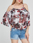 Casual Open Shoulder Printed Blouse