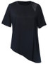 Casual Round Neck Asymmetric Hem Hollow Out Plain Short Sleeve T-Shirt