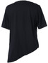 Casual Round Neck Asymmetric Hem Hollow Out Plain Short Sleeve T-Shirt