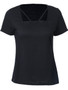 Casual Square Neck Hollow Out Plain Short Sleeve T-Shirt