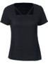 Casual Square Neck Hollow Out Plain Short Sleeve T-Shirt