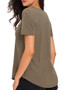 Casual V-Neck Patch Pocket Plain Short Sleeve T-Shirt