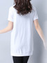 Casual Practical Longline Round Neck Printed Short Sleeve T-Shirt