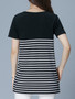 Casual Split Neck Striped Short Sleeve T-Shirt