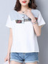 Casual Color Block Round Neck Short Sleeve T-Shirt
