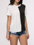 Casual Color Block Round Neck Short Sleeve T-Shirt