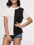 Casual Color Block Round Neck Short Sleeve T-Shirt