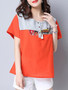 Casual Color Block Round Neck Short Sleeve T-Shirt