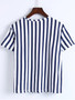 Casual Floral-Patch Letters Vertical Striped Short Sleeve T-Shirt