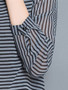 Casual Doll Collar Hollow Out Striped High-Low Long Sleeve T-Shirt