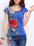 Casual Round Neck Absorbing Floral Printed Short Sleeve T-Shirt