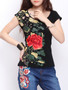 Casual Round Neck Absorbing Floral Printed Short Sleeve T-Shirt