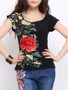 Casual Round Neck Absorbing Floral Printed Short Sleeve T-Shirt