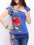 Casual Round Neck Absorbing Floral Printed Short Sleeve T-Shirt