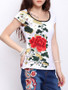 Casual Round Neck Absorbing Floral Printed Short Sleeve T-Shirt