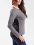 Casual Round Neck Bowknot Color Block Long Sleeve T-Shirt