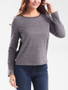 Casual Round Neck Bowknot Color Block Long Sleeve T-Shirt